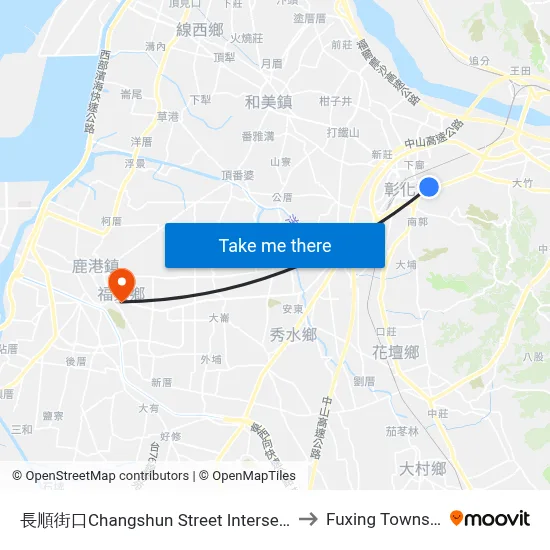 Changshun Street Intersection to Fuxing Township map