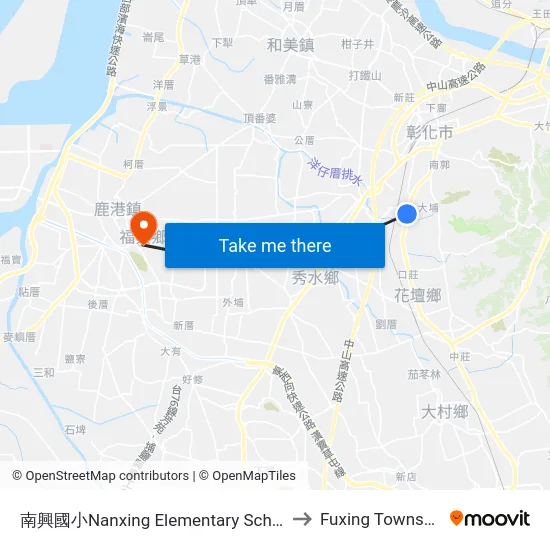 Nanxing Elementary School to Fuxing Township map