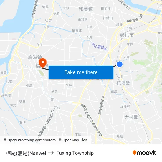 Nanwei to Fuxing Township map