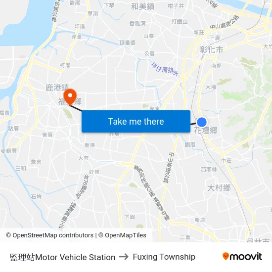 Motor Vehicle Station to Fuxing Township map