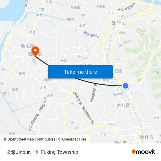 Jindun to Fuxing Township map