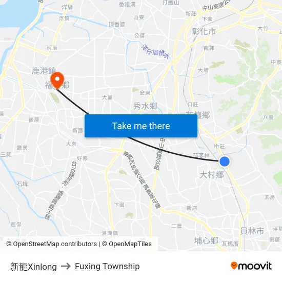 Xinlong to Fuxing Township map