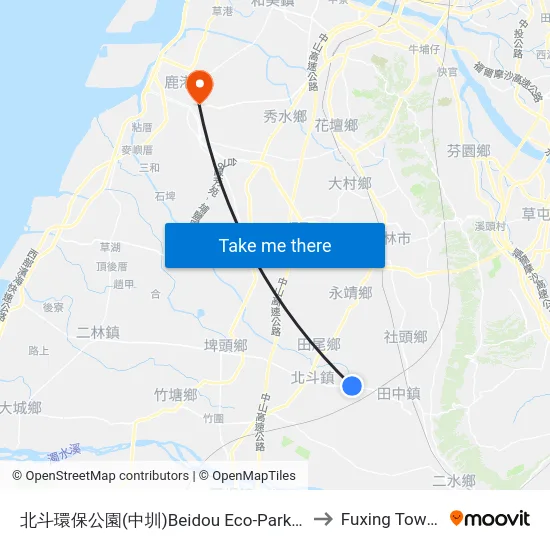 Beidou Eco-Park (Zhongzun) to Fuxing Township map