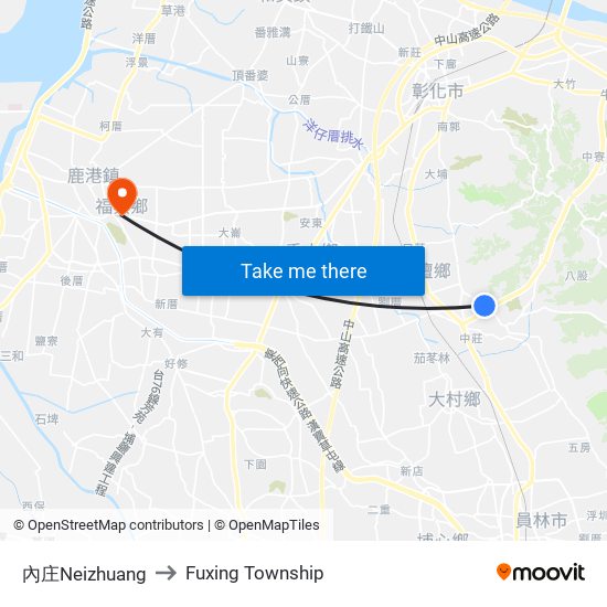 內庄Neizhuang to Fuxing Township map