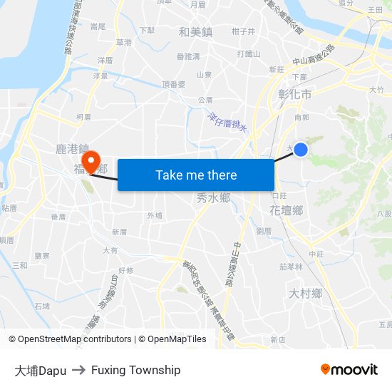 大埔Dapu to Fuxing Township map