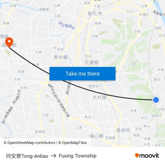 同安寮Tong-Anliao to Fuxing Township map