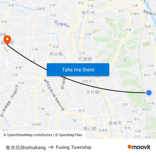 食水坑Shishuikeng to Fuxing Township map