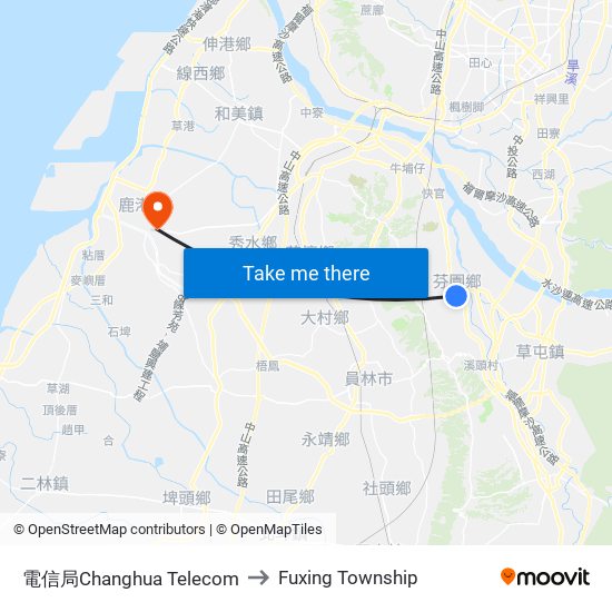 電信局Changhua Telecom to Fuxing Township map