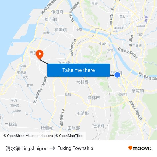 清水溝Qingshuigou to Fuxing Township map