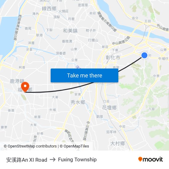 安溪路An XI Road to Fuxing Township map