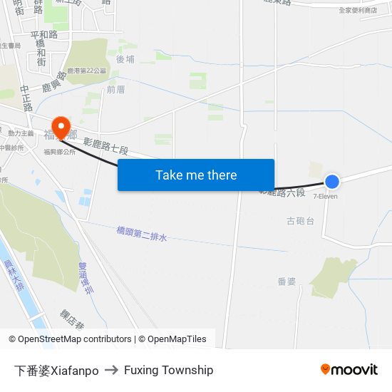 下番婆Xiafanpo to Fuxing Township map