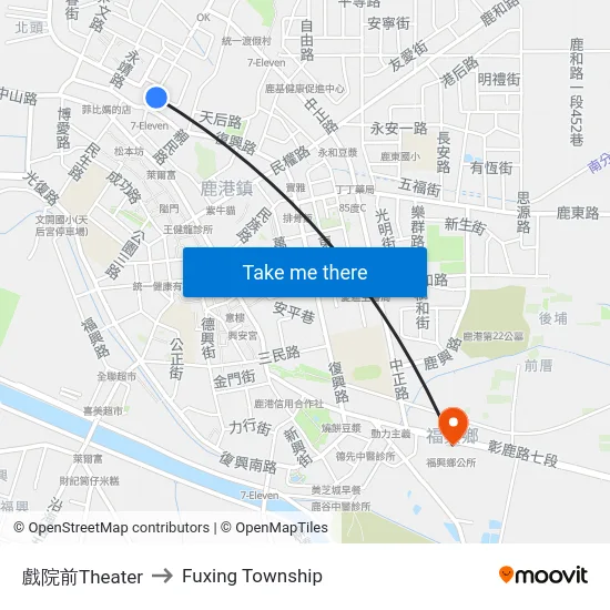 Theater to Fuxing Township map