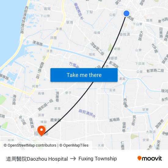 道周醫院Daozhou Hospital to Fuxing Township map