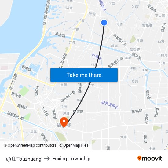 頭庄Touzhuang to Fuxing Township map
