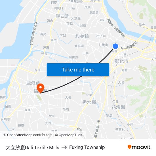 大立紗廠Dali Textile Mills to Fuxing Township map