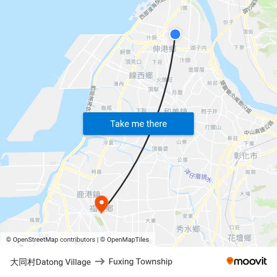 Datong Village to Fuxing Township map