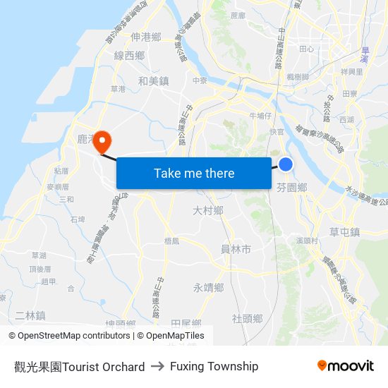 觀光果園Tourist Orchard to Fuxing Township map