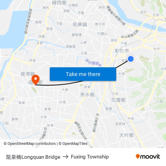 龍泉橋Longquan Bridge to Fuxing Township map