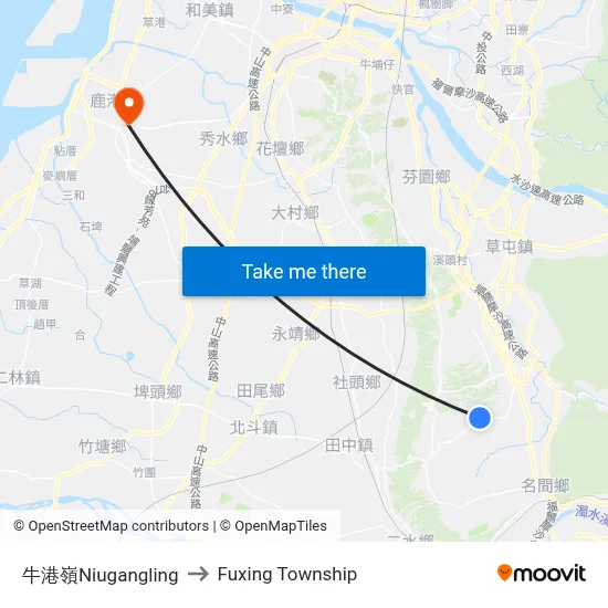 牛港嶺Niugangling to Fuxing Township map