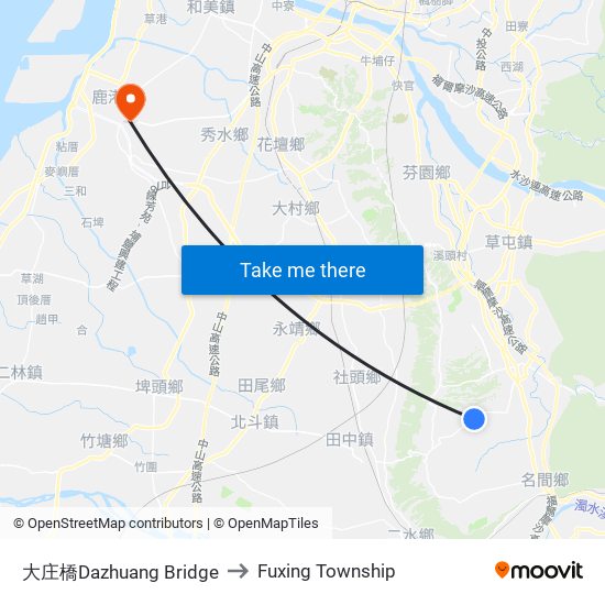 大庄橋Dazhuang Bridge to Fuxing Township map