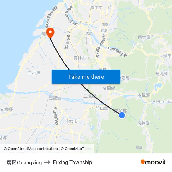 廣興Guangxing to Fuxing Township map