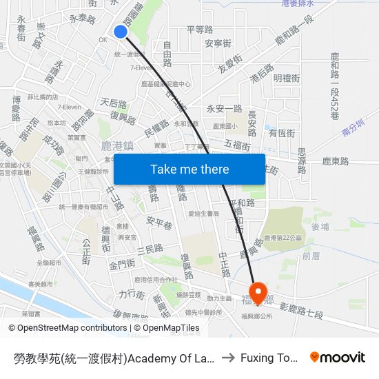 勞教學苑(統一渡假村)Academy Of Labor(Uni-Resort) to Fuxing Township map