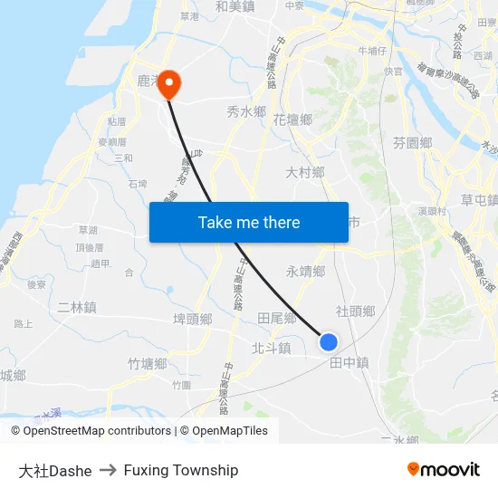 大社Dashe to Fuxing Township map