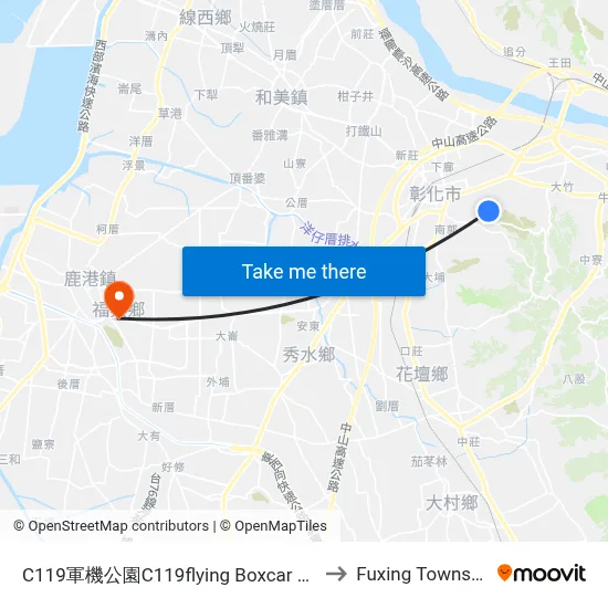 C119 Flying Boxcar Park to Fuxing Township map