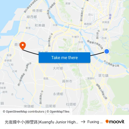 Kuangfu Junior High And Elementary School (Liufong Rd.) to Fuxing Township map