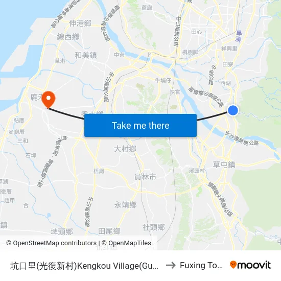 Kengkou Village (Guangfu Community) to Fuxing Township map