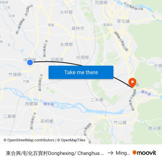 東合興/彰化百寶村Donghexing/ Changhua Souvenir Center to Mingjian map