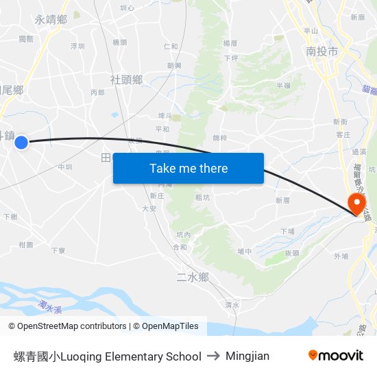 螺青國小Luoqing Elementary  School to Mingjian map