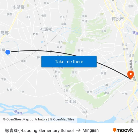 Luoqing Elementary School to Mingjian map