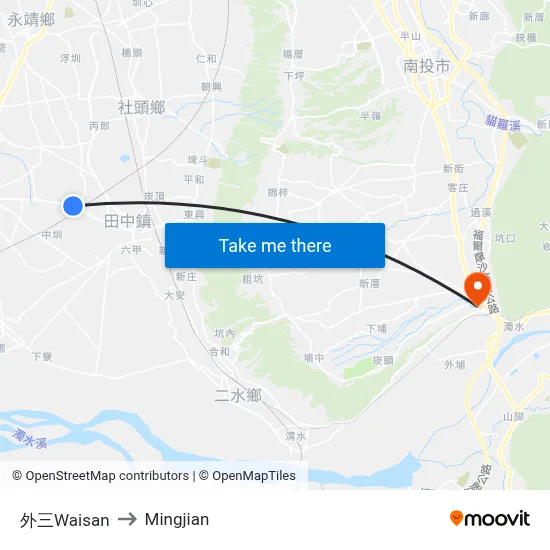 外三Waisan to Mingjian map