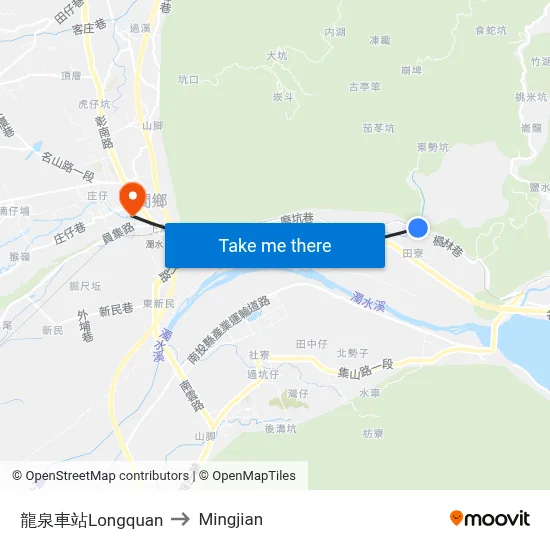 龍泉車站Longquan to Mingjian map