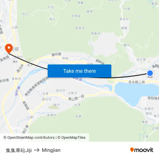 集集車站Jiji to Mingjian map
