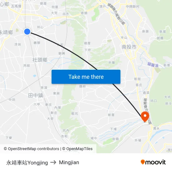 Yongjing Station to Mingjian map
