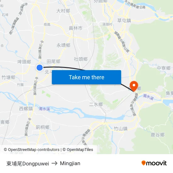 Dongpuwei to Mingjian map