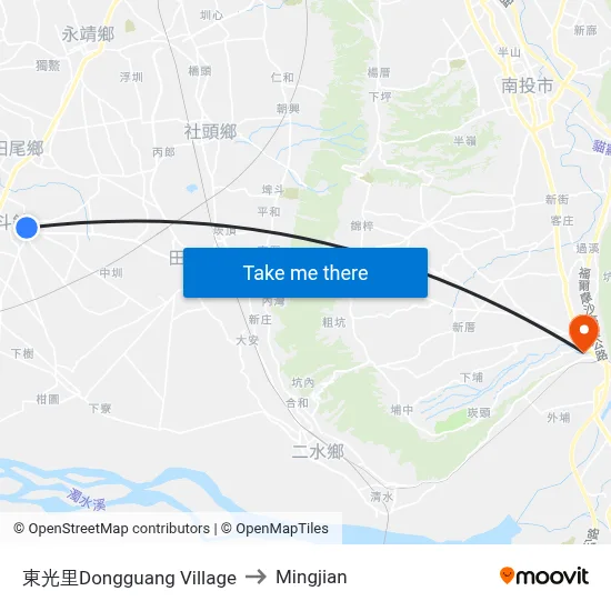 東光里Dongguang  Village to Mingjian map