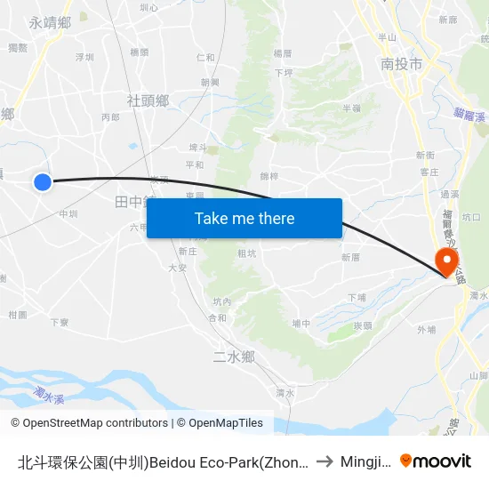 Beidou Eco-Park (Zhongzun) to Mingjian map