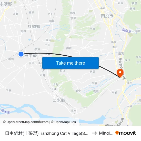 Tianzhong Cat Village (Shizhangli) to Mingjian map