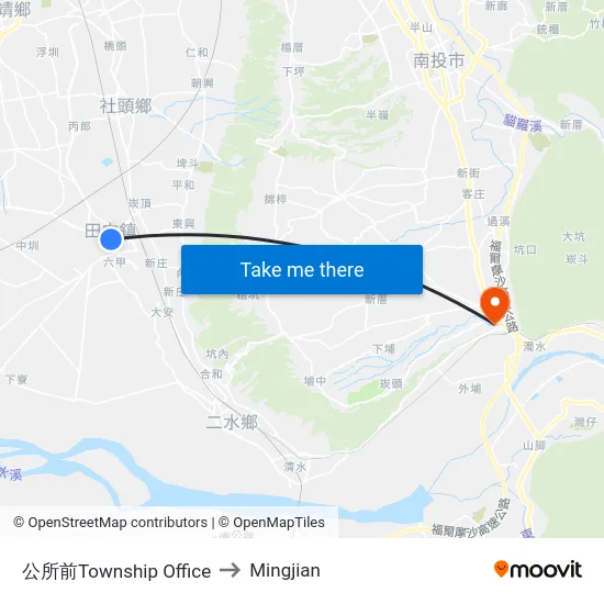 Township Office to Mingjian map