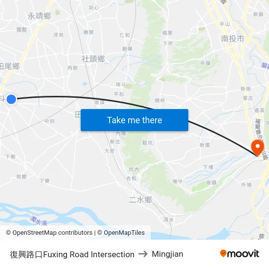 Fuxing Road Intersection to Mingjian map