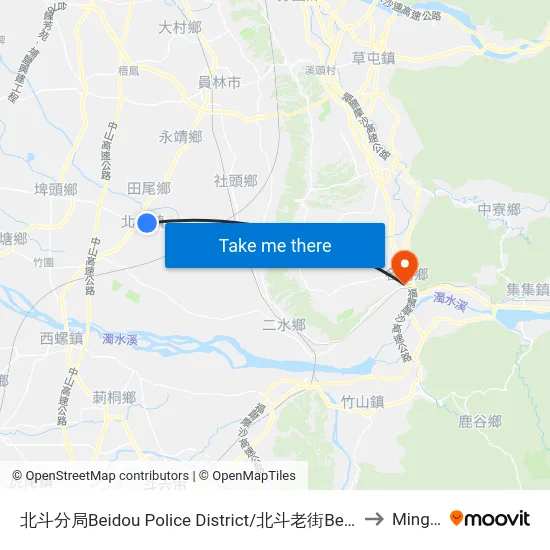 北斗分局Beidou Police District/北斗老街Beidou Old Street to Mingjian map