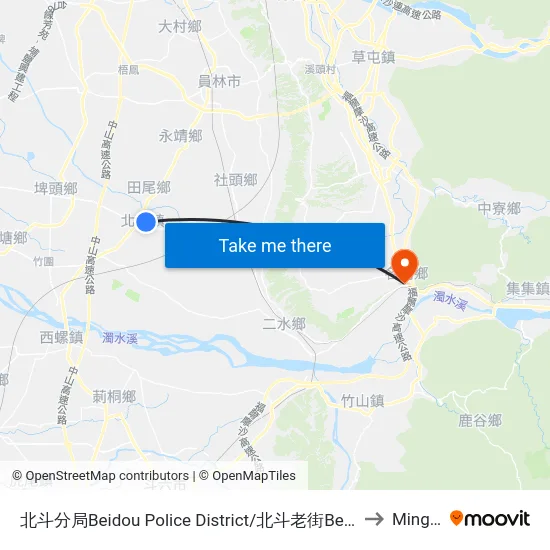 北斗分局Beidou Police District/北斗老街Beidou Old Street to Mingjian map