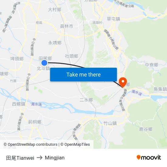 田尾Tianwei to Mingjian map