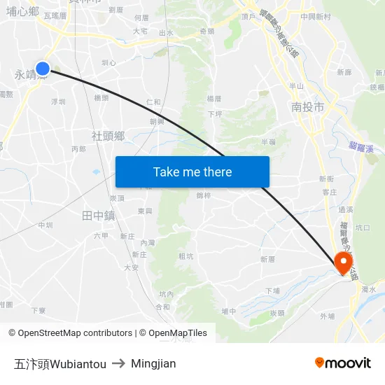 五汴頭Wubiantou to Mingjian map