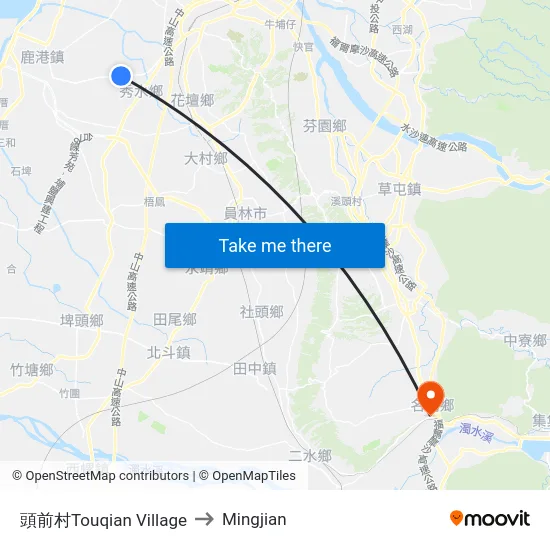 頭前村Touqian Village to Mingjian map