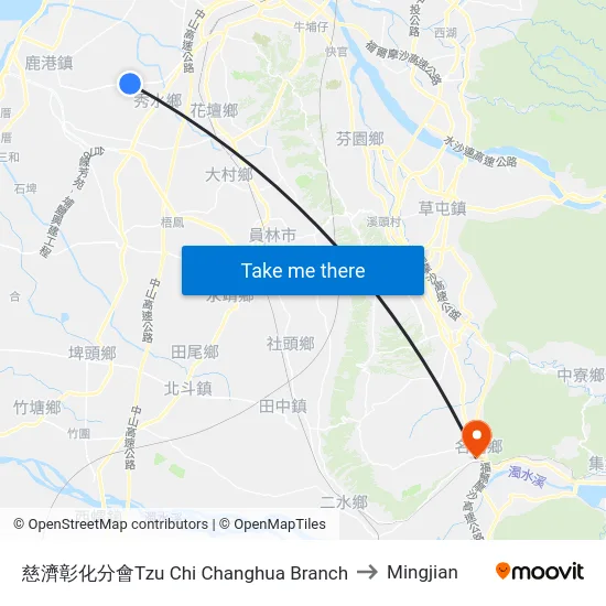 慈濟彰化分會Tzu Chi Changhua Branch to Mingjian map