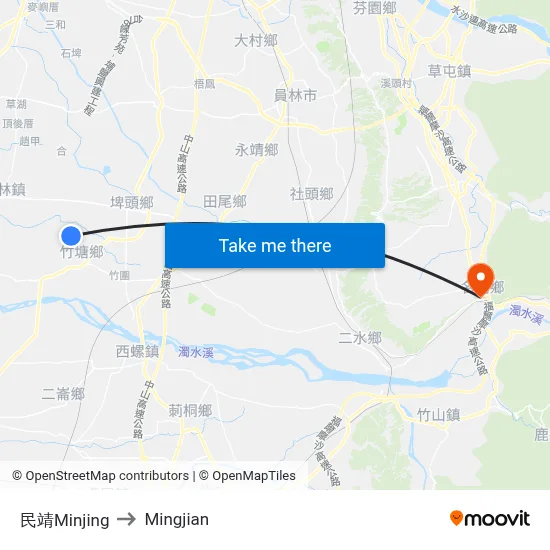 民靖Minjing to Mingjian map